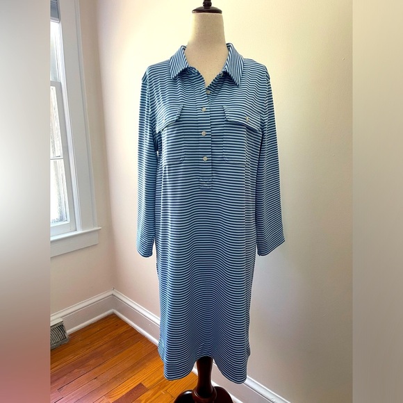 New Vineyard Vines Crystal Blue Striped Dress Size Large Style #3847 - Picture 1 of 7